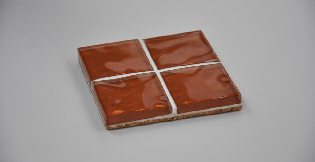 Amber Glass Rippled Bazille Tiled Coaster