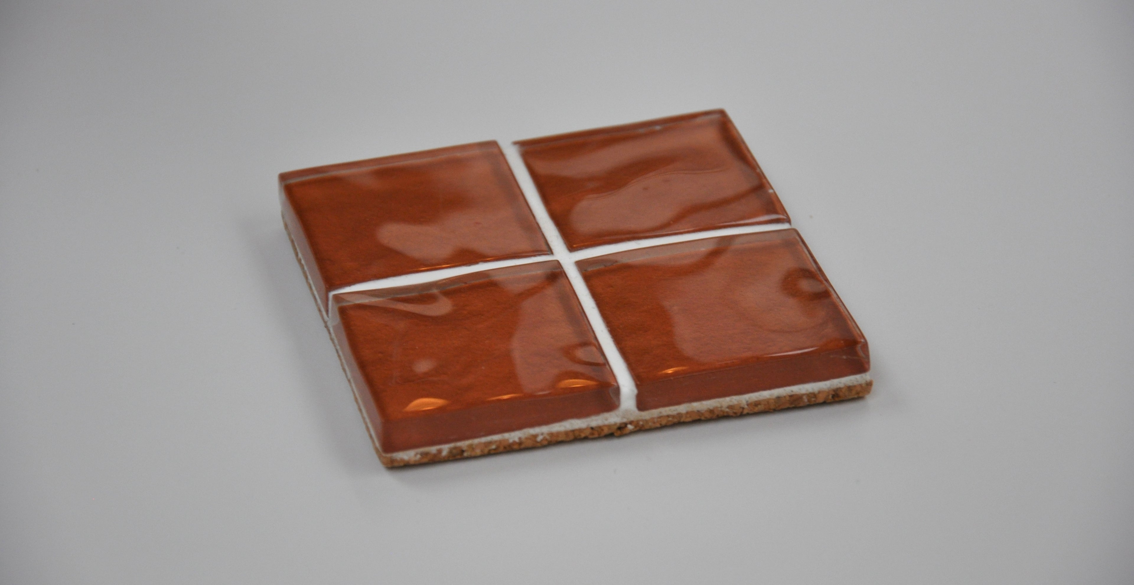 Amber Glass Rippled Bazille Tiled Coaster