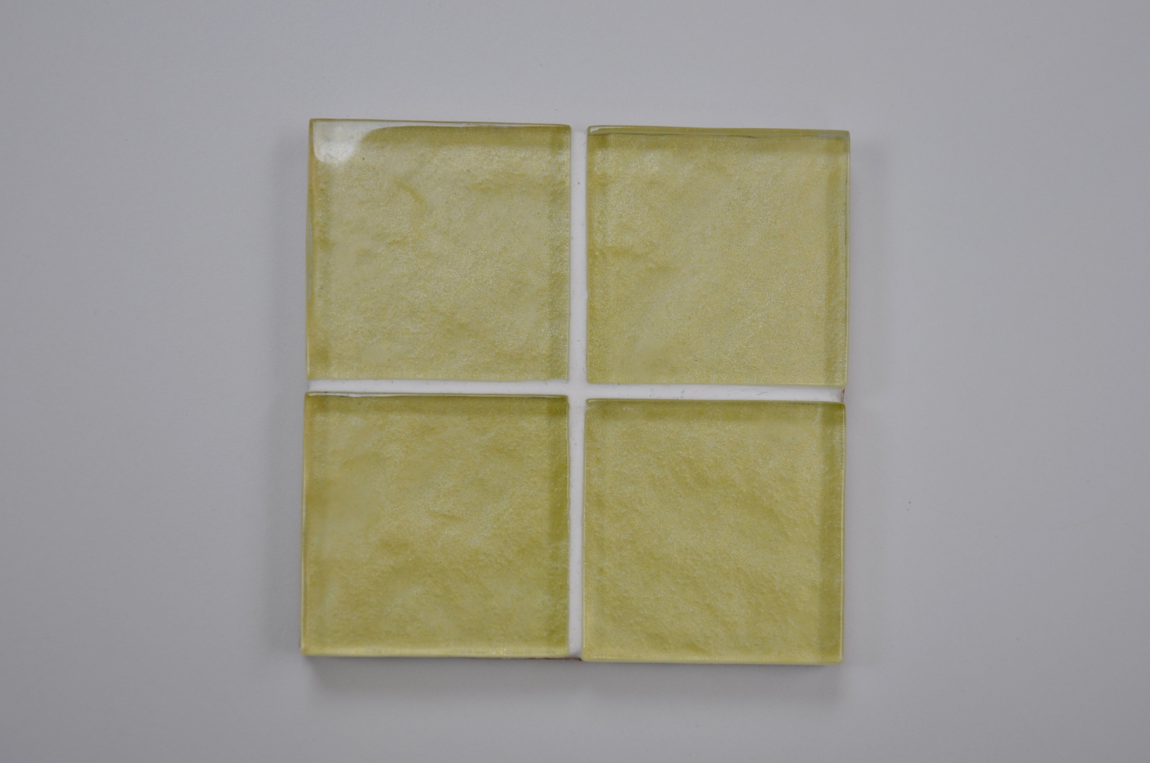 Yellow Glass Rippled Bazille Tiled Coaster