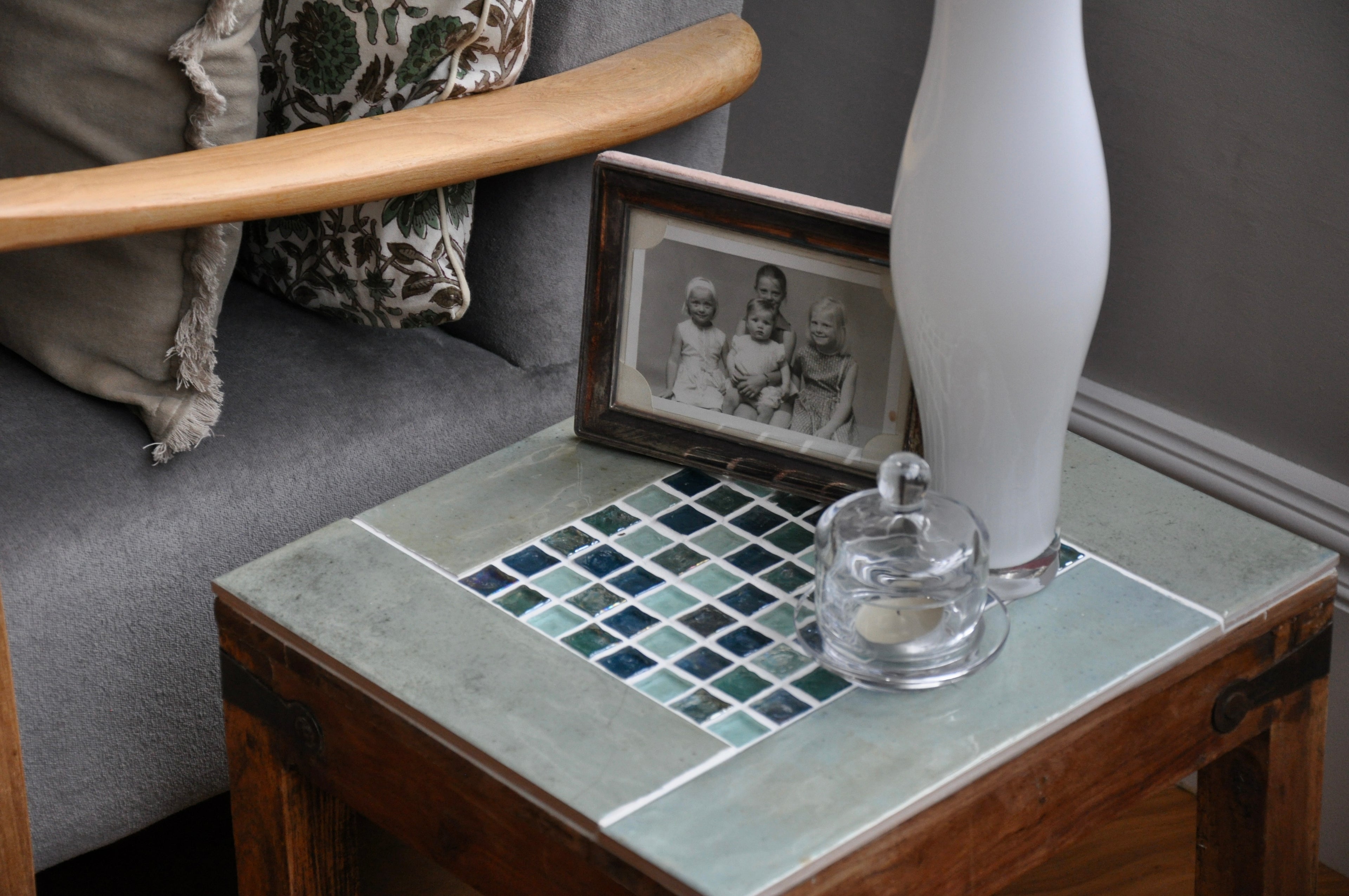 Aqua Tiled Side Table