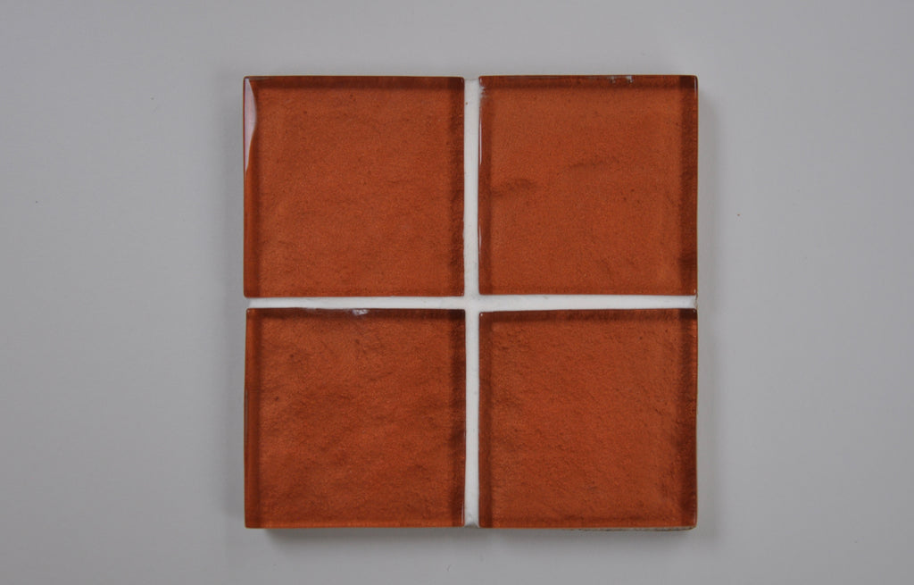 Amber Glass Rippled Bazille Tiled Coaster