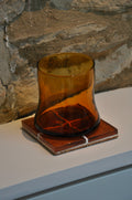 Amber Glass Rippled Bazille Tiled Coaster